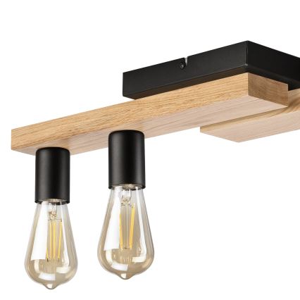 Пристельова люстра MATTE 4xE27/15W/230V чорний/дуб