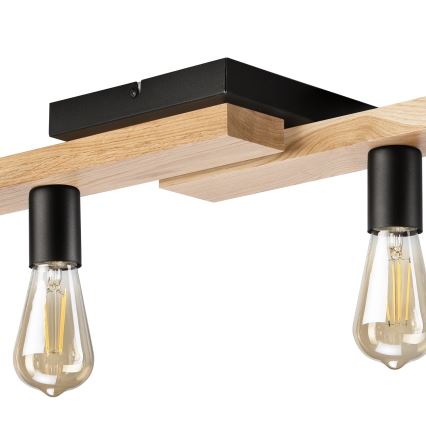 Пристельова люстра MATTE 4xE27/15W/230V чорний/дуб