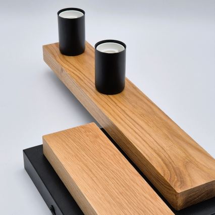 Пристельова люстра MATTE 4xE27/15W/230V чорний/дуб