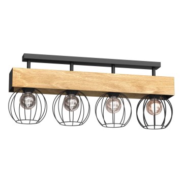 Пристельова люстра MENTON 4xE27/15W/230V чорний/коричневий/дуб