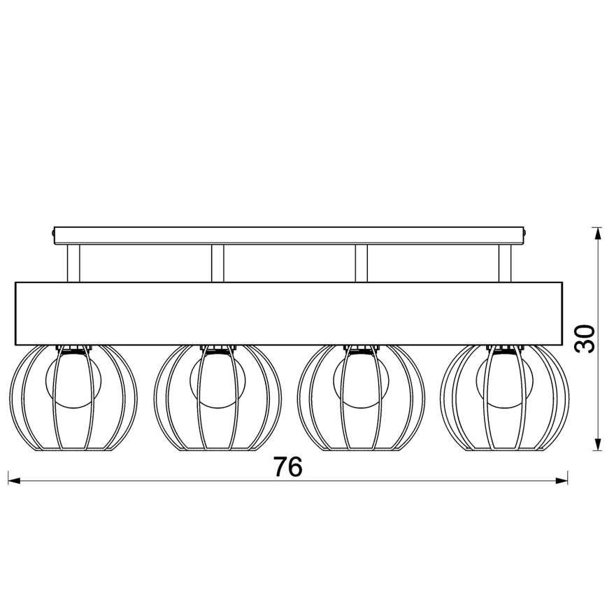 Пристельова люстра MENTON 4xE27/15W/230V чорний/коричневий/дуб