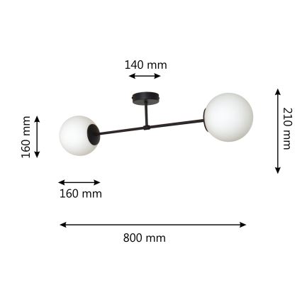 Пристельова люстра MOON 2xE27/15W/230V чорний