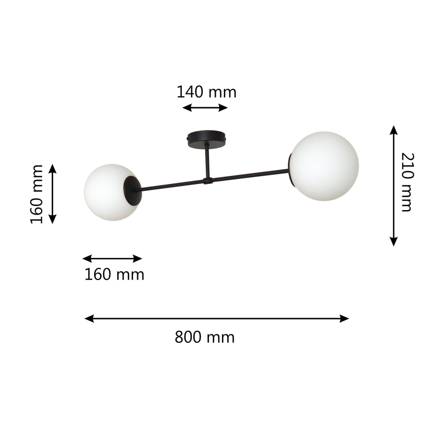 Пристельова люстра MOON 2xE27/15W/230V чорний