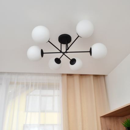 Пристельова люстра MOON 6xE27/15W/230V чорний