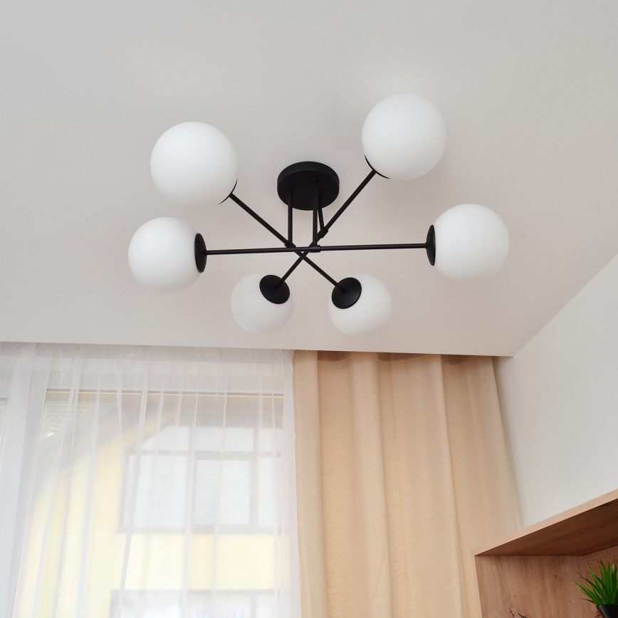 Пристельова люстра MOON 6xE27/15W/230V чорний