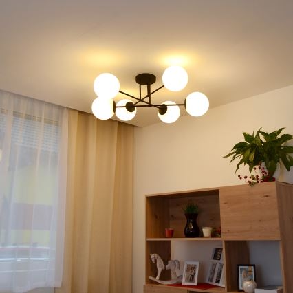 Пристельова люстра MOON 6xE27/15W/230V чорний