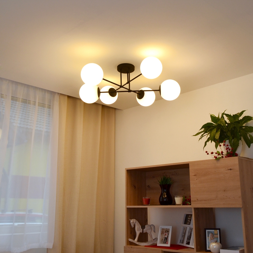 Пристельова люстра MOON 6xE27/15W/230V чорний