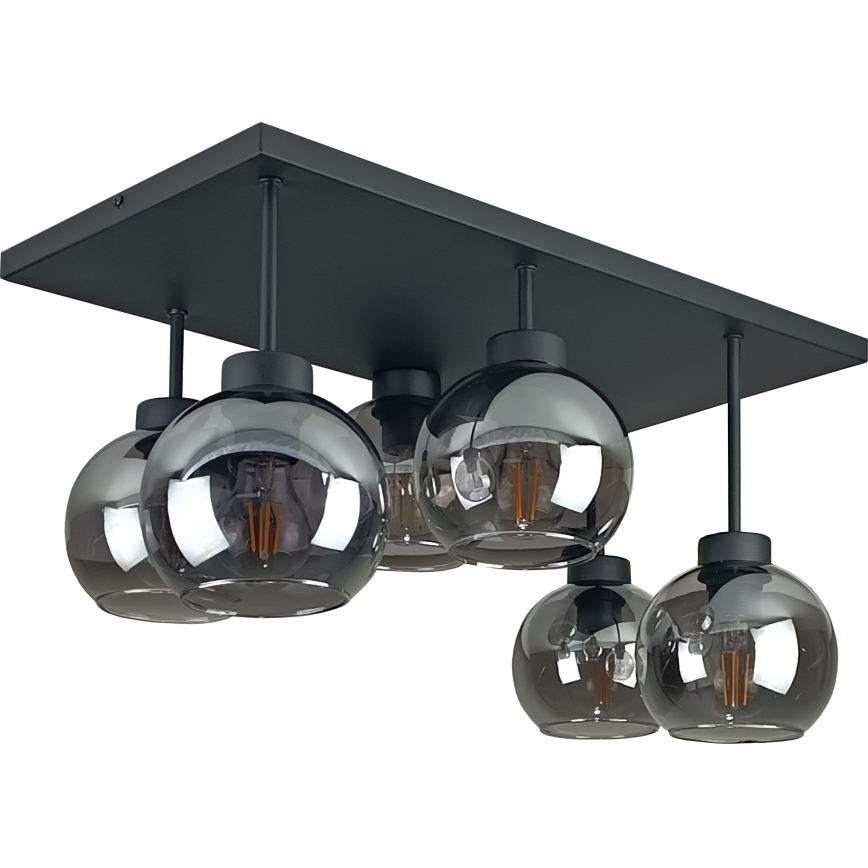 Пристельова люстра NESSA 6xE27/60W/230V чорний/димчастий чорний