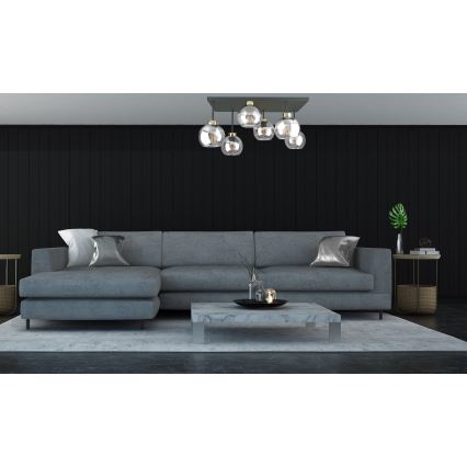 Пристельова люстра NESSA 6xE27/60W/230V чорний/золотий/прозорий