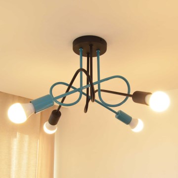 Пристельова люстра OXFORD 4xE27/15W/230V чорний/бірюзовий