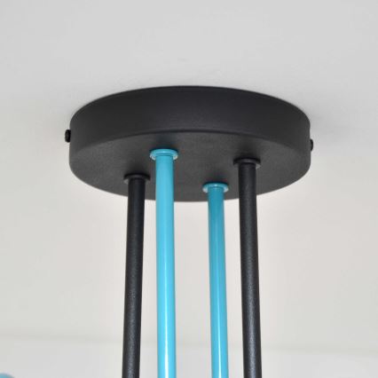 Пристельова люстра OXFORD 4xE27/15W/230V чорний/бірюзовий