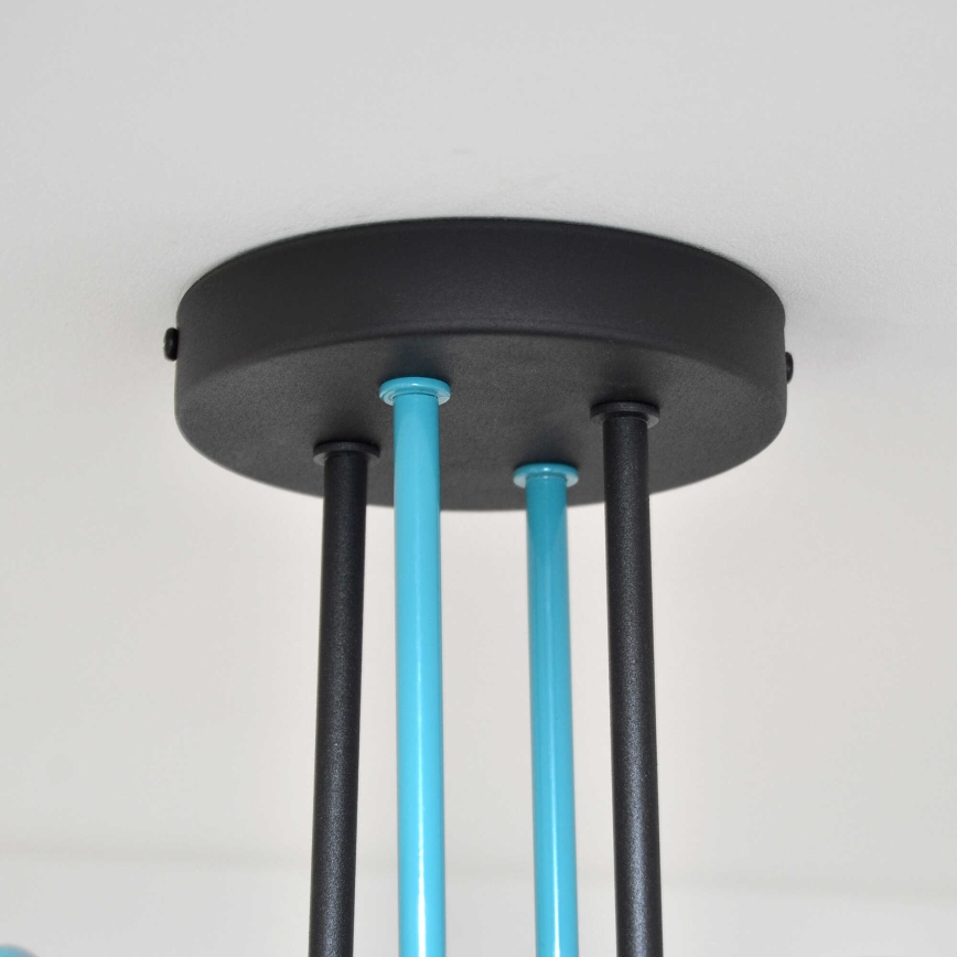 Пристельова люстра OXFORD 4xE27/15W/230V чорний/бірюзовий