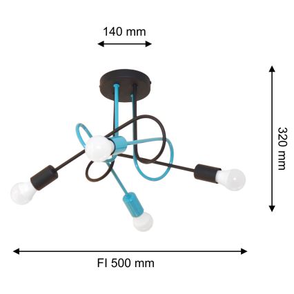 Пристельова люстра OXFORD 4xE27/15W/230V чорний/бірюзовий