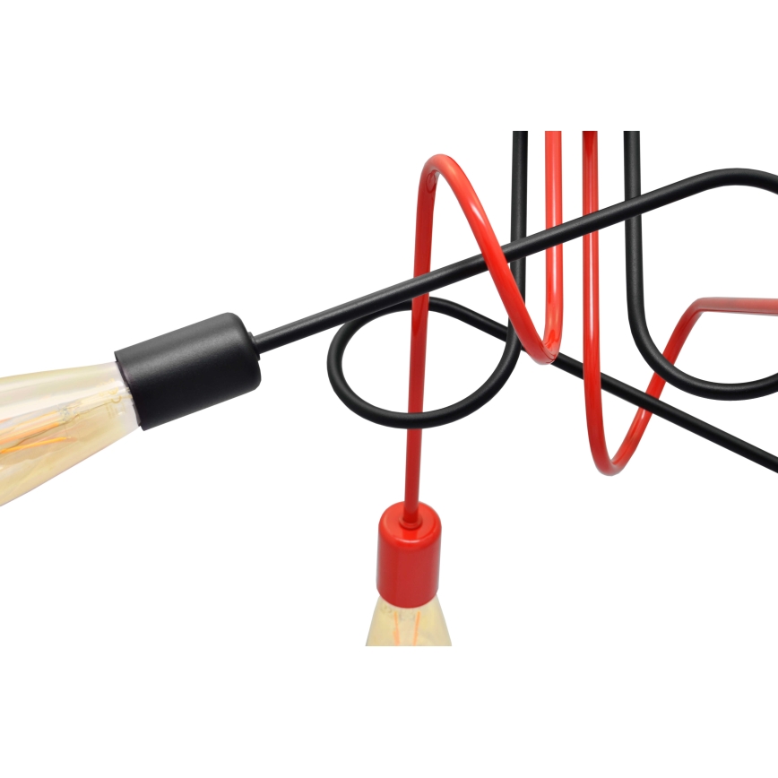 Пристельова люстра OXFORD 4xE27/15W/230V чорний/червоний