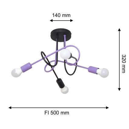 Пристельова люстра OXFORD 4xE27/15W/230V чорний/фіолетовий