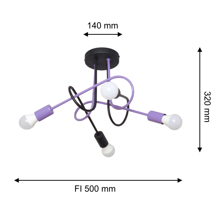 Пристельова люстра OXFORD 4xE27/15W/230V чорний/фіолетовий