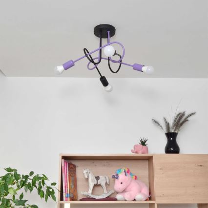 Пристельова люстра OXFORD 4xE27/15W/230V чорний/фіолетовий