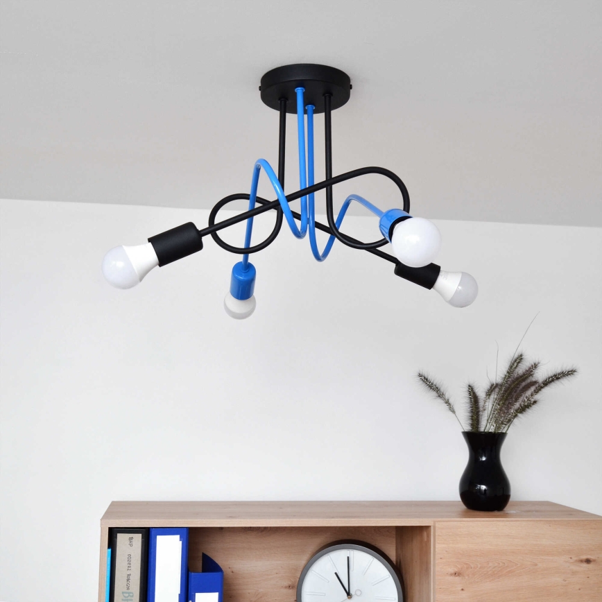 Пристельова люстра OXFORD 4xE27/15W/230V чорний/синій