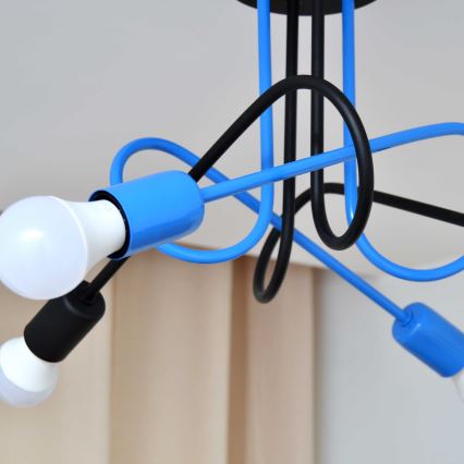 Пристельова люстра OXFORD 4xE27/15W/230V чорний/синій