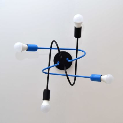 Пристельова люстра OXFORD 4xE27/15W/230V чорний/синій