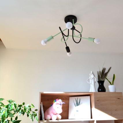 Пристельова люстра OXFORD 4xE27/15W/230V чорний/зелений