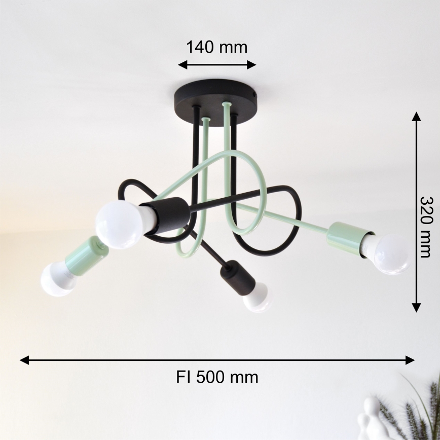 Пристельова люстра OXFORD 4xE27/15W/230V чорний/зелений