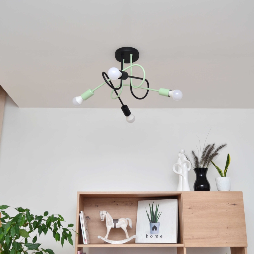 Пристельова люстра OXFORD 4xE27/15W/230V чорний/зелений