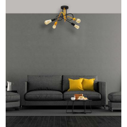 Пристельова люстра OXFORD 4xE27/15W/230V чорний/жовтий
