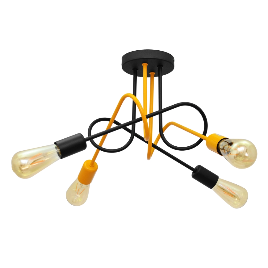 Пристельова люстра OXFORD 4xE27/15W/230V чорний/жовтий