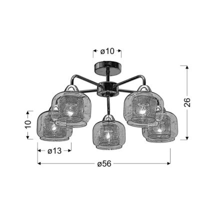 Пристельова люстра RAY 5xE14/40W/230V