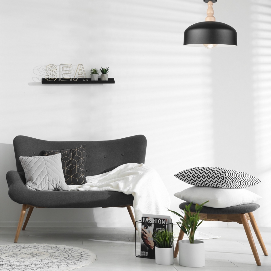 Пристельова люстра RINA 1xE27/15W/230V чорний/бук