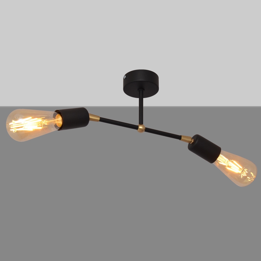 Пристельова люстра ROSETTE 2xE27/15W/230V чорний/золотий