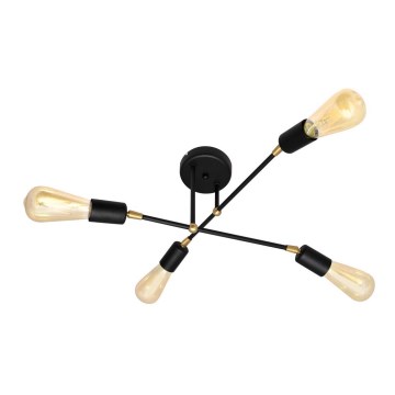 Пристельова люстра ROSETTE 4xE27/15W/230V чорний/золотий