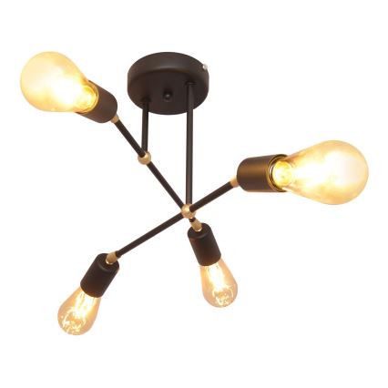 Пристельова люстра ROSETTE 4xE27/15W/230V чорний/золотий