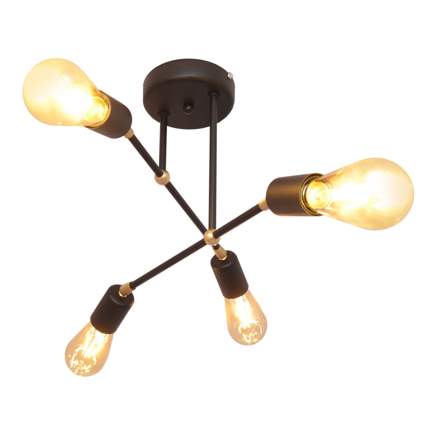 Пристельова люстра ROSETTE 4xE27/15W/230V чорний/золотий