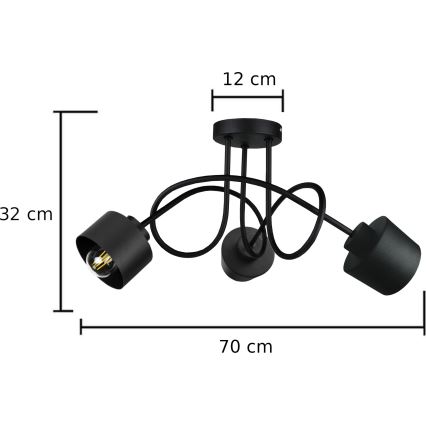 Пристельова люстра SIMPLY BLACK 3xE27/60W/230V
