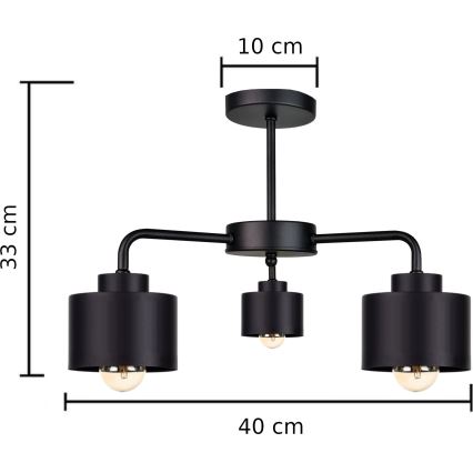 Пристельова люстра SIMPLY BLACK 3xE27/60W/230V
