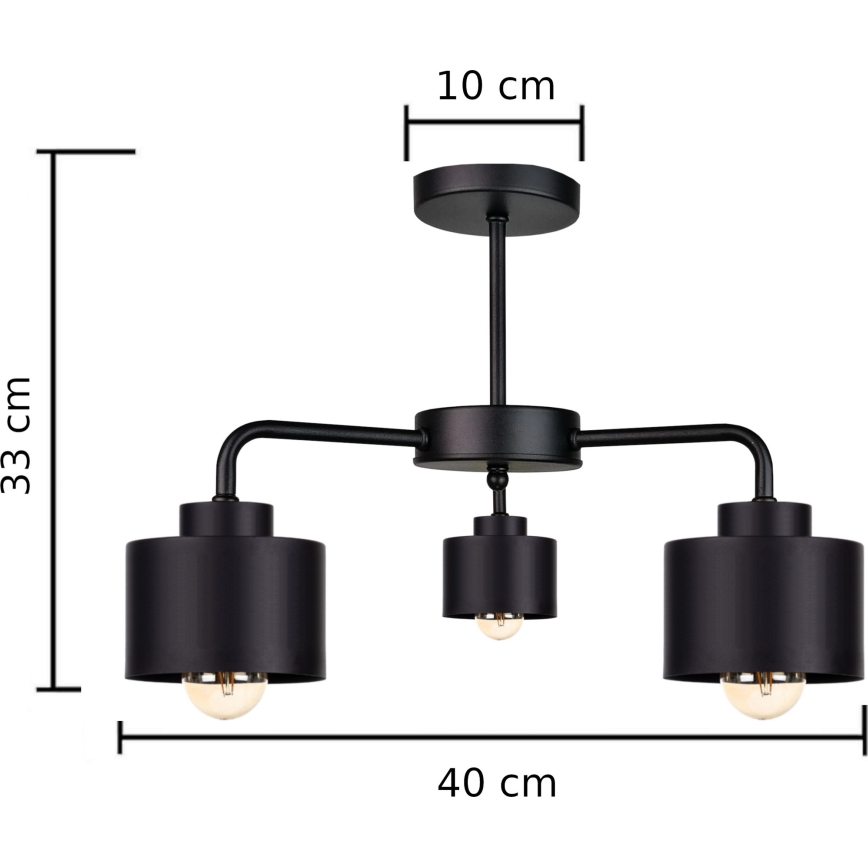 Пристельова люстра SIMPLY BLACK 3xE27/60W/230V
