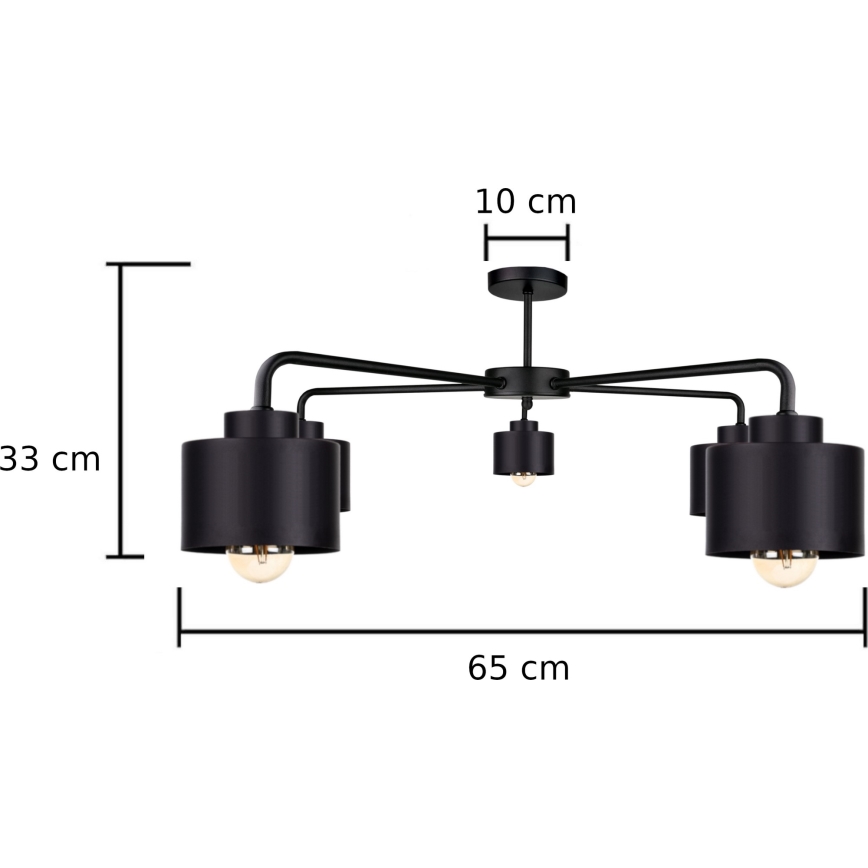 Пристельова люстра SIMPLY BLACK 5xE27/60W/230V