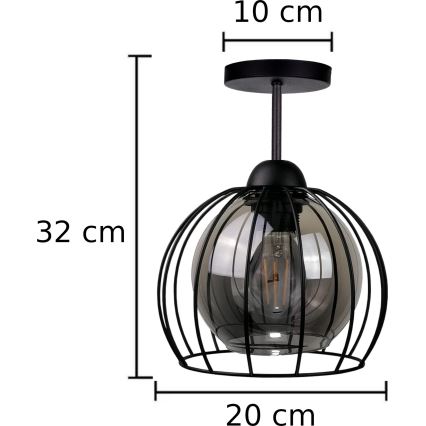 Пристельова люстра SOLO BLACK 1xE27/60W/230V чорний/димчастий