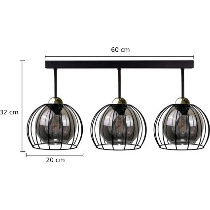 Пристельова люстра SOLO BLACK 3xE27/60W/230V чорний/золотий