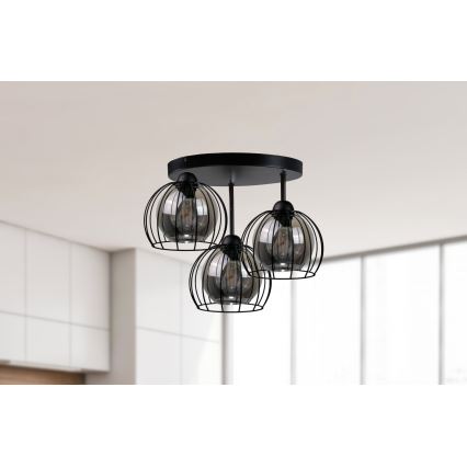 Пристельова люстра SOLO BLACK 3xE27/60W/230V чорний/димчастий діаметр 30 см