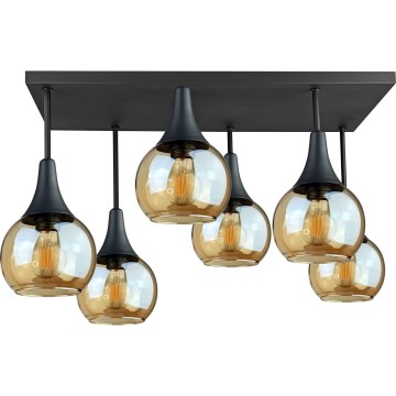 Пристельова люстра SOMA 6xE27/60W/230V чорний/димчастий бежевий