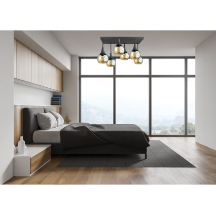 Пристельова люстра SOMA 6xE27/60W/230V чорний/димчастий бежевий