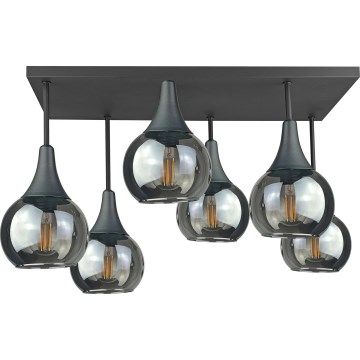 Пристельова люстра SOMA 6xE27/60W/230V чорний/димчастий чорний