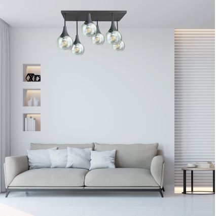 Пристельова люстра SOMA 6xE27/60W/230V чорний/прозорий