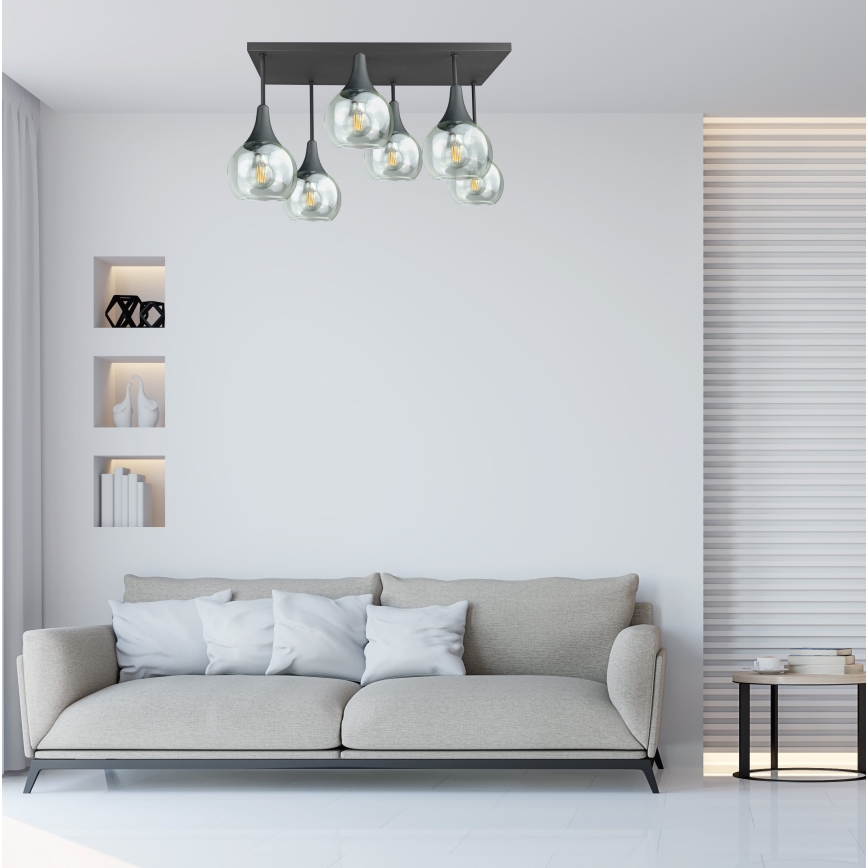 Пристельова люстра SOMA 6xE27/60W/230V чорний/прозорий