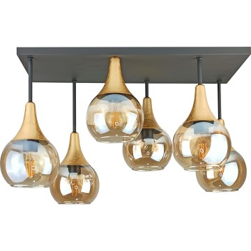 Пристельова люстра SOMA 6xE27/60W/230V чорний/золотий/димчастий бежевий