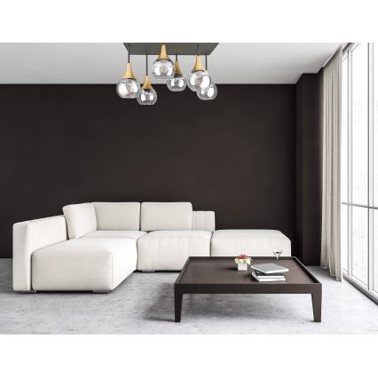 Пристельова люстра SOMA 6xE27/60W/230V чорний/золотий/прозорий