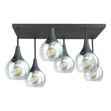 Пристельова люстра SOMA 6xE27/60W/230V чорний/прозорий